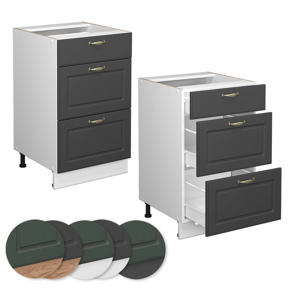 Vicco Mobiletto base per cucina Antracite-oro 50 cm senza piano di lavoro