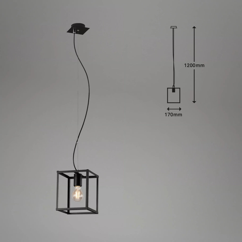 Sospensione Industrial Metallo Nero 1 Luce E27