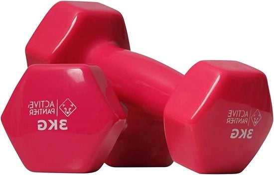 Set di Peso 2 x 3 kg - 6 kg totale - Vinile - Rosa - Per allenamento in casa
