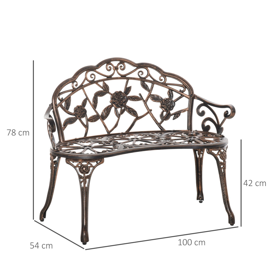 Panchina Giardino 2 Posti in Metallo Stile Retro ¨C zephmum ¨C Bronzo 100x54x78 cm