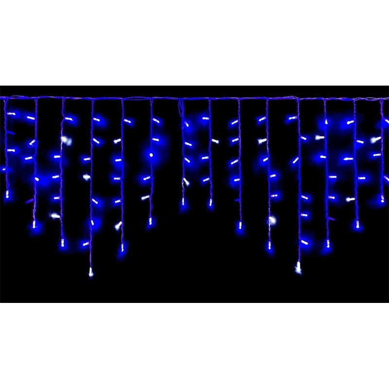 Tenda Luminosa Da Esterno IP65 3MT Con 120 Luci Led Blu Effetto Cascata Con Connettore Prolungabile