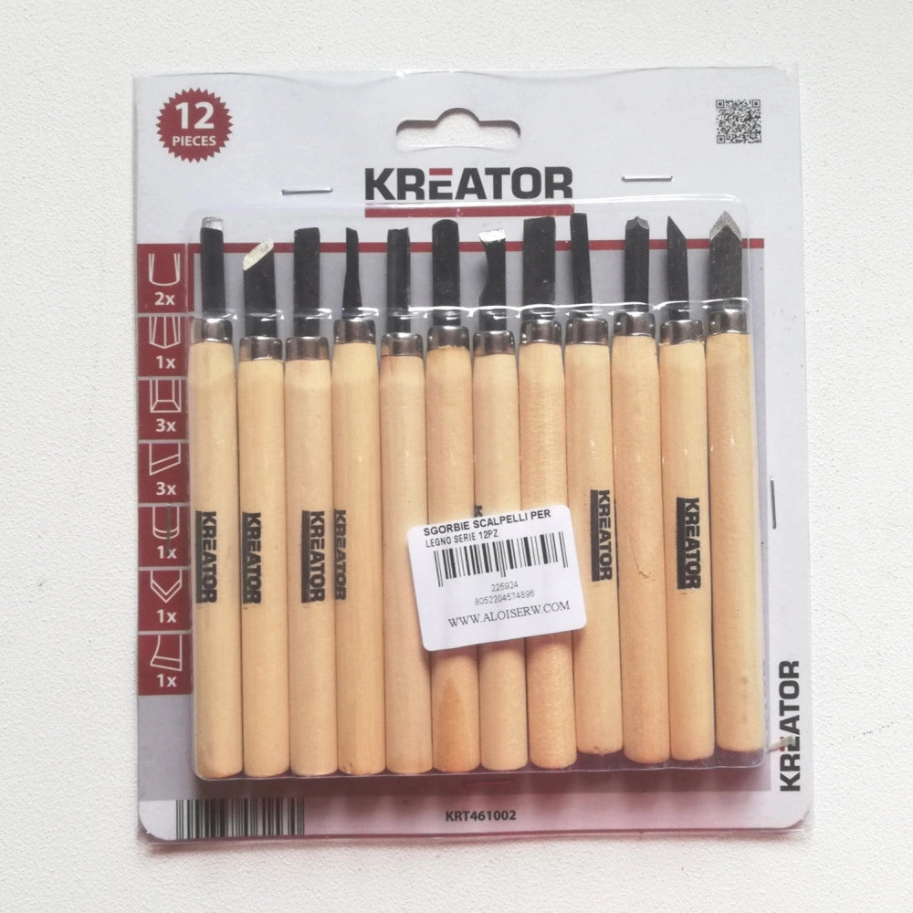 Scalpelli sgorbie per legno serie da 12pz