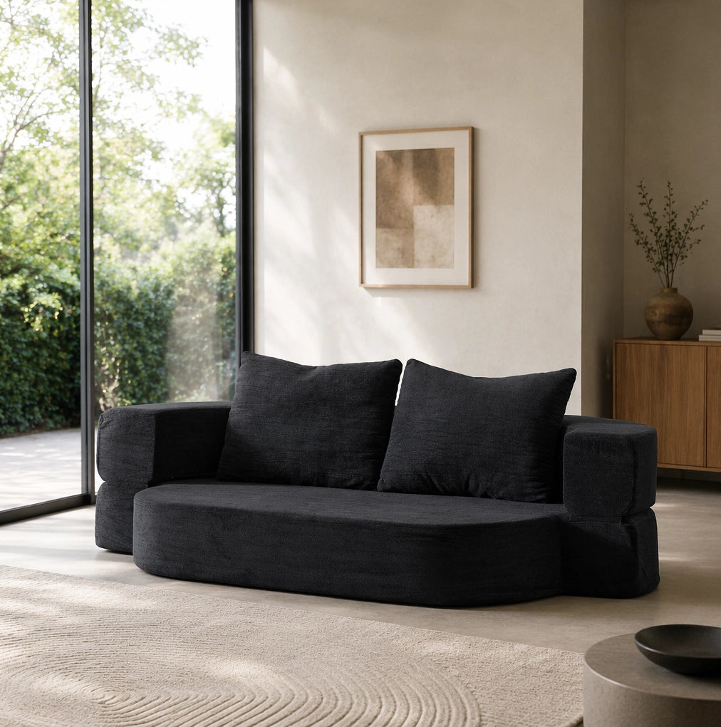 Divano letto pieghevole 3 in 1 in flanella nero