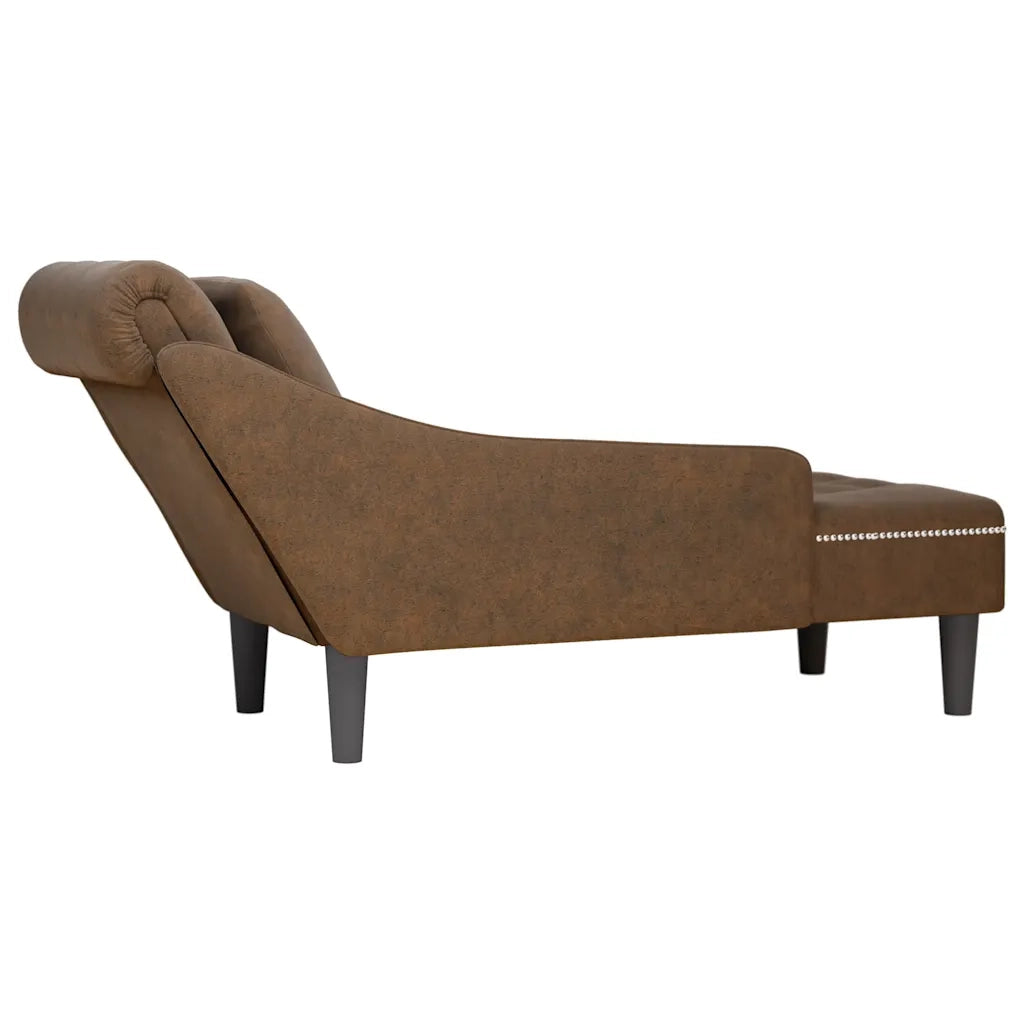 vidaXL Sdraio con Cuscino e Bracciolo Destro in Similpelle Marrone
