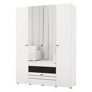 Armadio Camera da Letto Watamu, Guardaroba Grande 6 Ripiani, 155x208h cm Bianco Opaco
