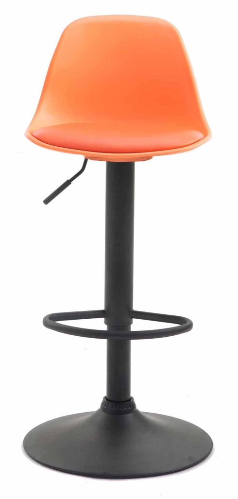 Set 2 sgabelli Kiel in polipropilene e similpelle nero,arancione