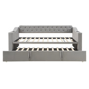 Letto estraibile singolo 90×190 cm e 180×190 cm con USB; presa type-c e ripiani nei braccioli; senza materasso; grigio