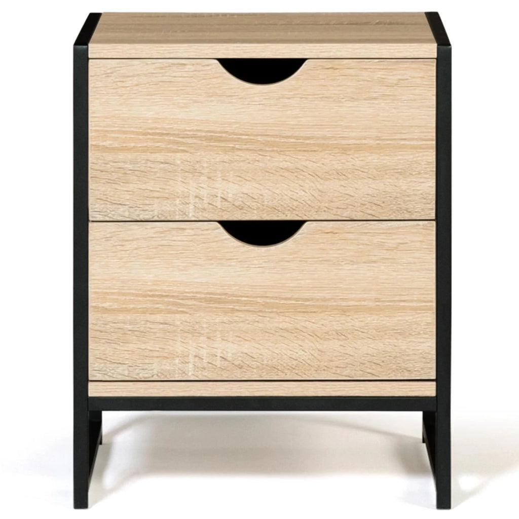 IDMarket - Set di 2 comodini DETROIT con 2 cassetti design industriale