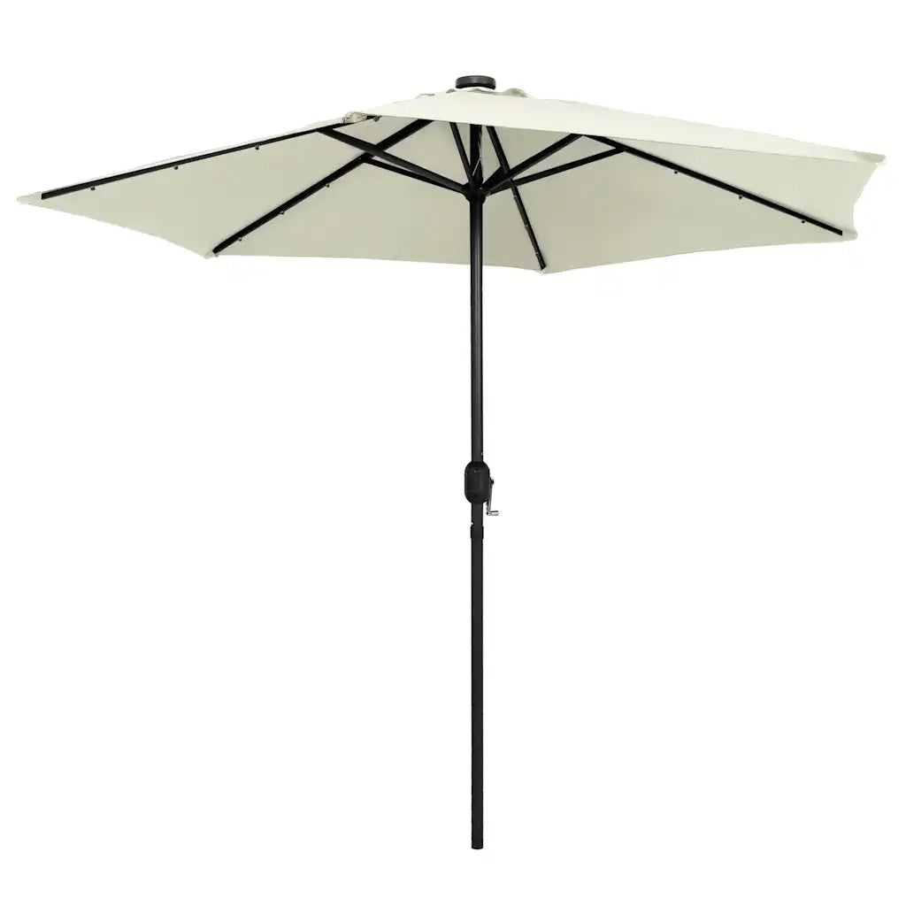 Ombrello | Parasolne con Luci a LED e Palo Alluminio 270 cm Bianco Sabbia