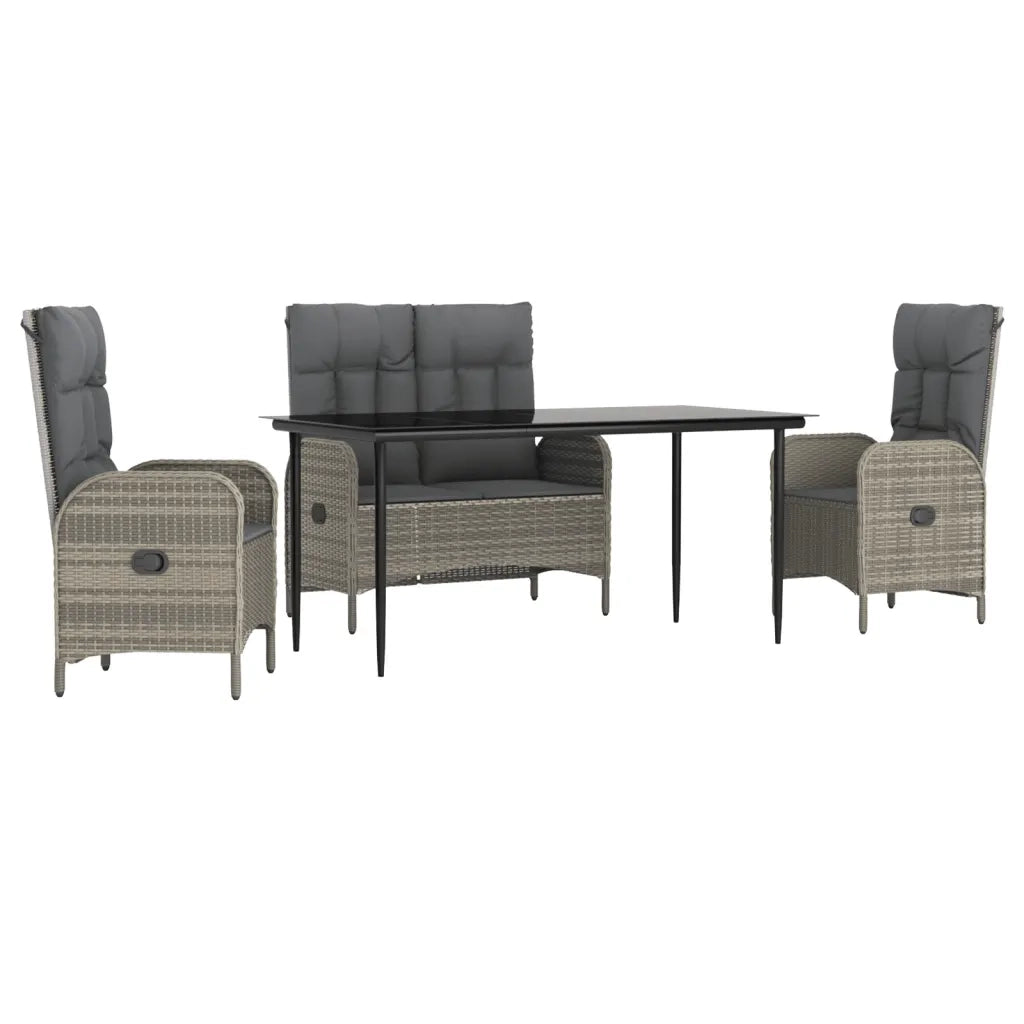 Set da Pranzo da Giardino 4 pz con Cuscini in Polyrattan Grigio 3203503