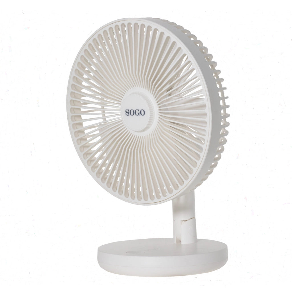 Ventilatore da tavolo ricaricabile 30cm, batteria litio 2000mAh, 5 pale 3 velocità, oscillazione 4h autonomia - SOGO