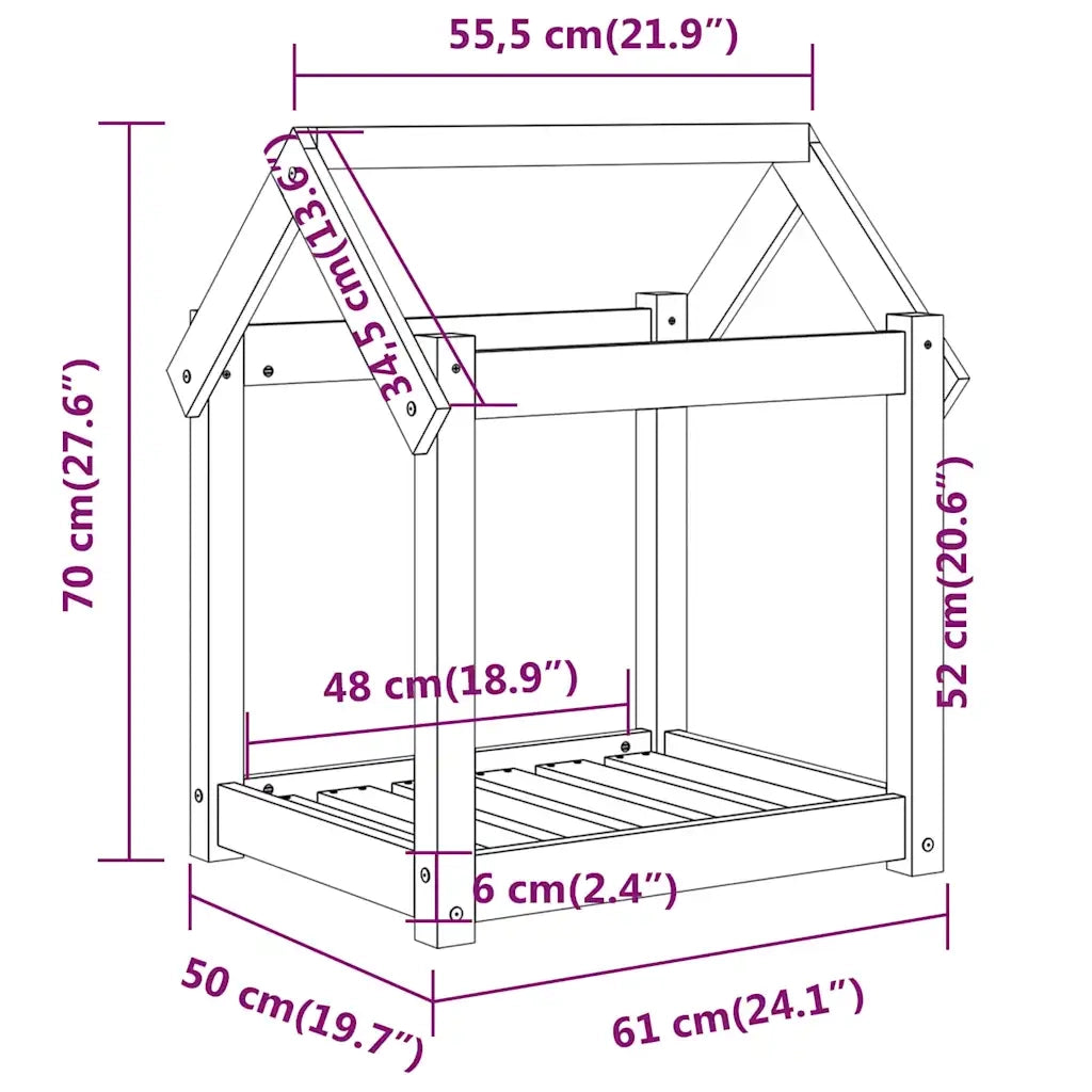 Cuccia per Cani Ambra 61x50x70 cm in Legno Massello di Pino CFW3804899