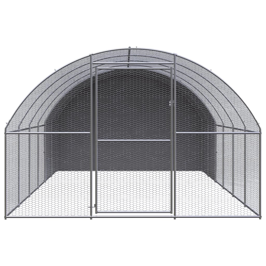 Pollaio/recinto/gabbia per polli da esterno 3 x 6 x 2 m acciaio zincato argento 02_0044013