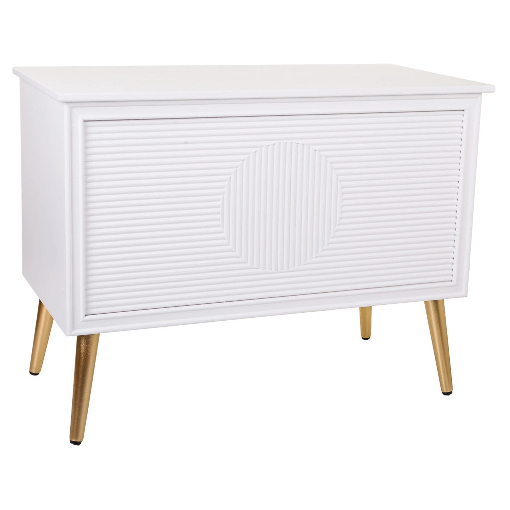 Sgabello baule in legno bianco 83x41,5x62,5h