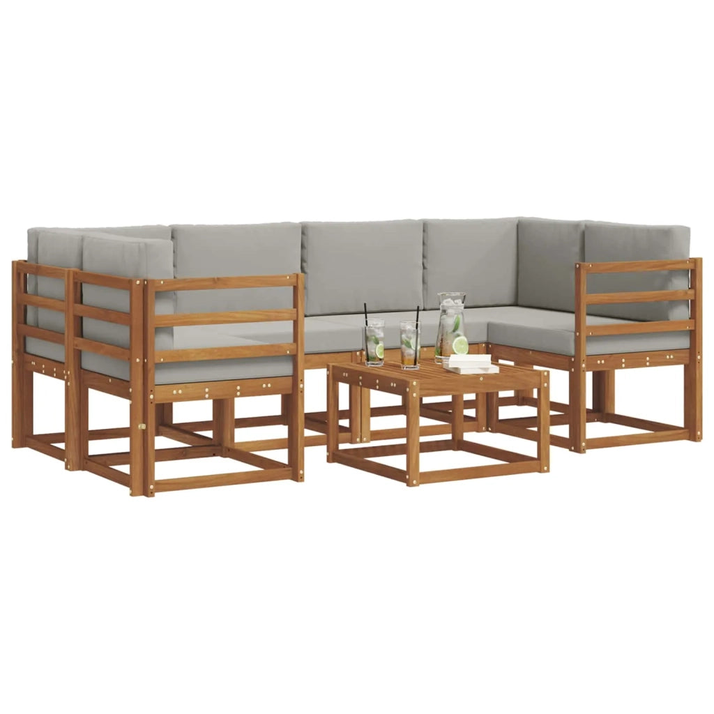 Set di divani da esterno 7 pcs Grigio Naturale e Chiaro