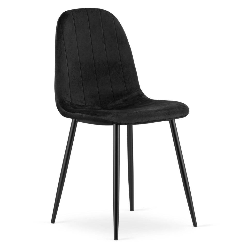 Set di 2 sedie Padva in velluto nero con gambe in metallo