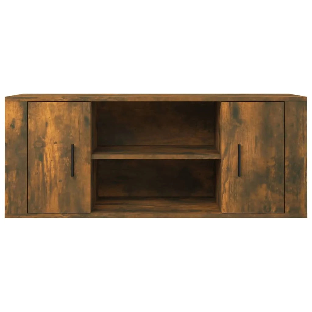 Mobile TV multimediale scaffale TV credenza mobile TV sala da pranzo soggiorno camera da letto rovere affumicato 100 x 35 x 40 cm legno ingegnerizzato marrone 02_0027262