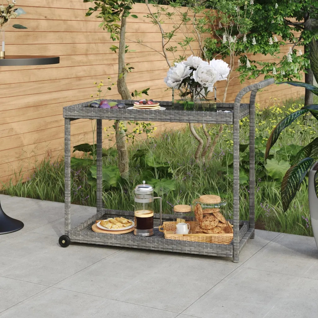 Carrello da Bar Grigio 100x45x83 cm in Polyrattan CFW9427647