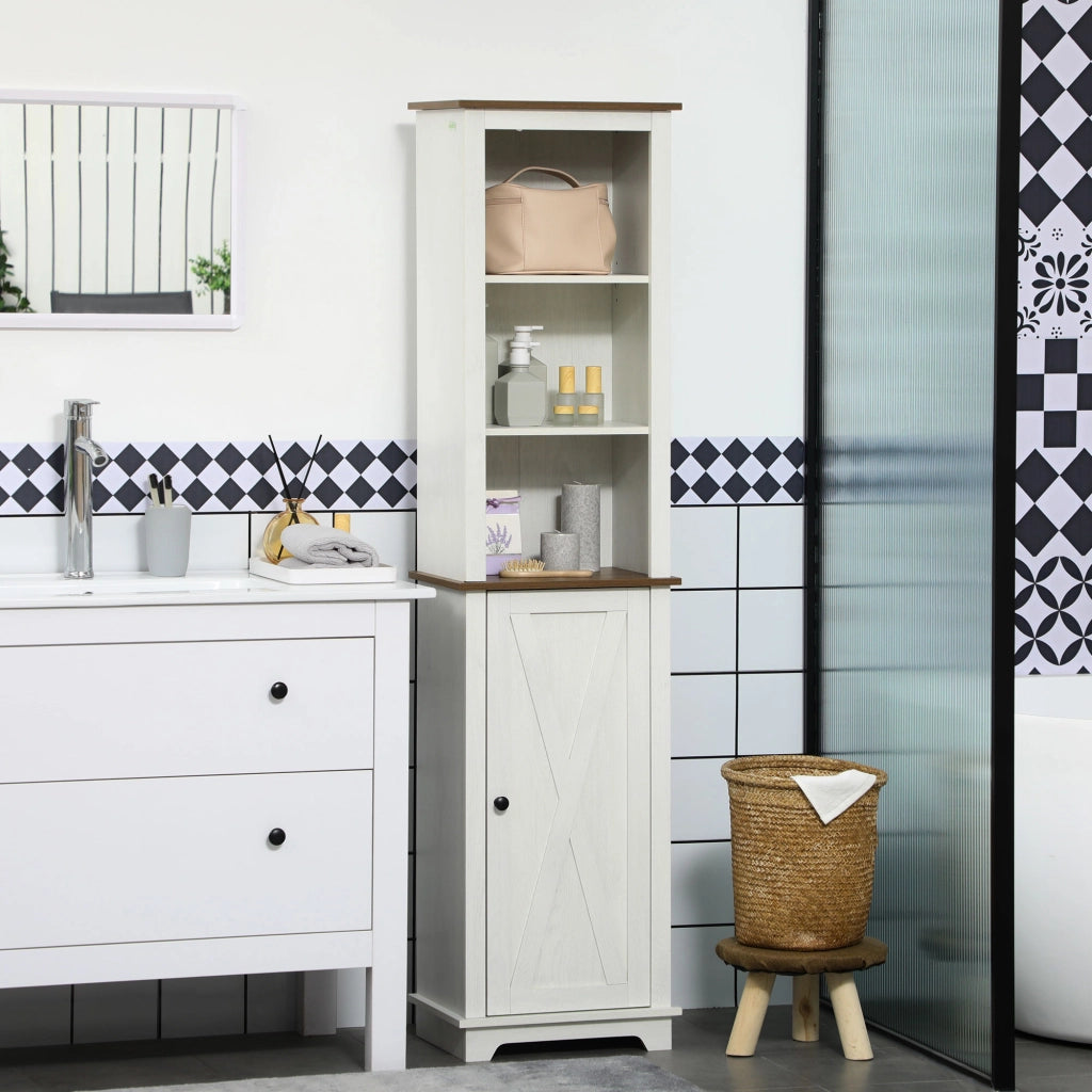 Mobile Colonna Bagno con 3 Ante e Ripiano Regolabile ¨C Minimal ¨C 39.5x30x160 cm Bianco
