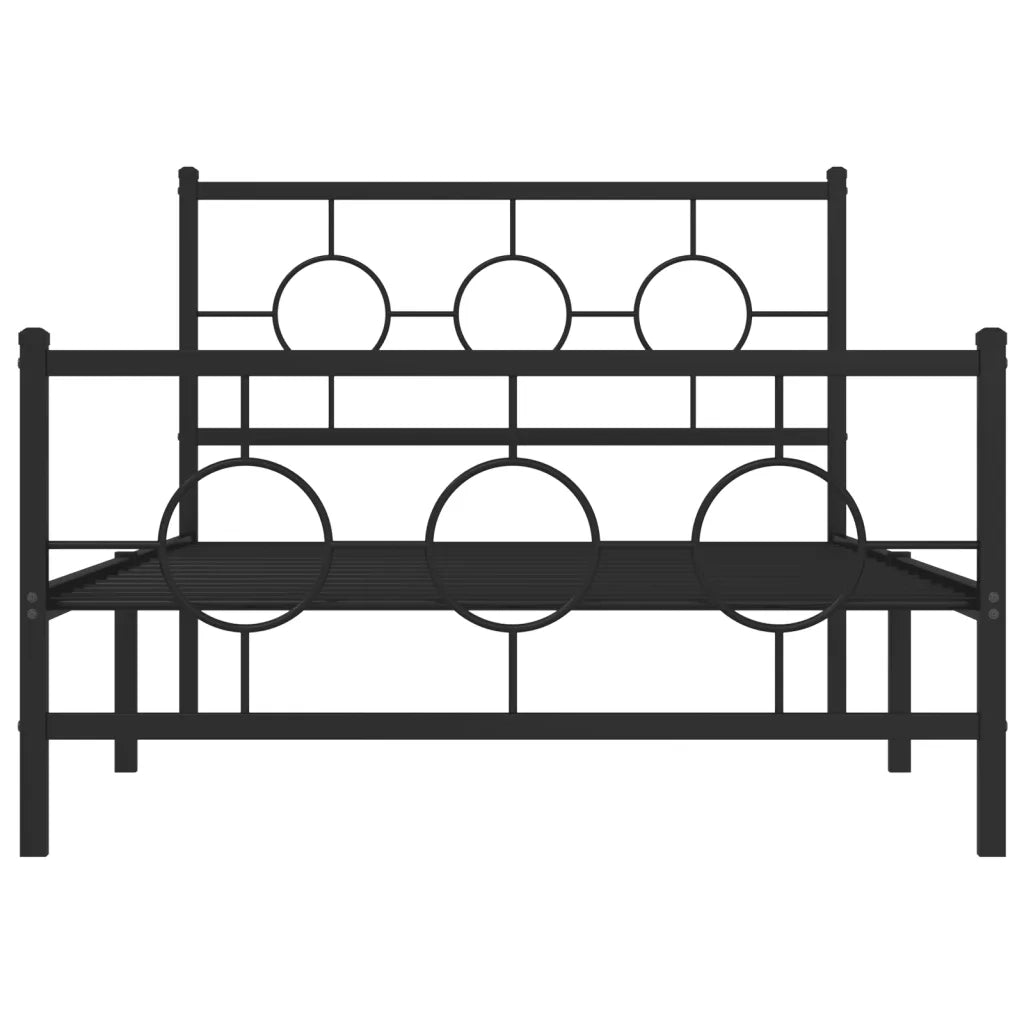 Giroletto con Testiera e Pediera-Struttura Letto Metallo Nero 107x203 cm 648817