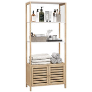 Colonna bagno armoire legno 3 ripiani 63x30x138 ¨C zephmum ¨C bianco e marrone chiaro