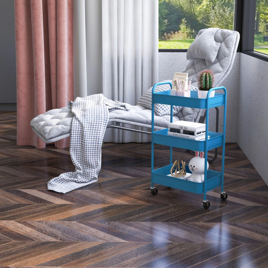Carrello con 3 Cestini ¨C Zephmum ¨C Acciaio Grigio 45x30.6x79 cm