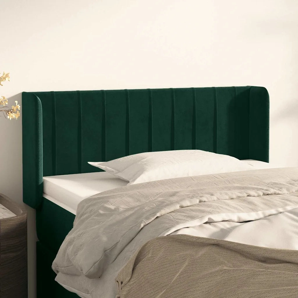 Testiera ad Orecchio Verde Scuro 103x16x78/88 cm in Velluto 3119051