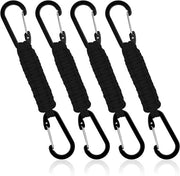 Fascette da chiave a carabiner in corda paracord nera - Pacchetto da 4