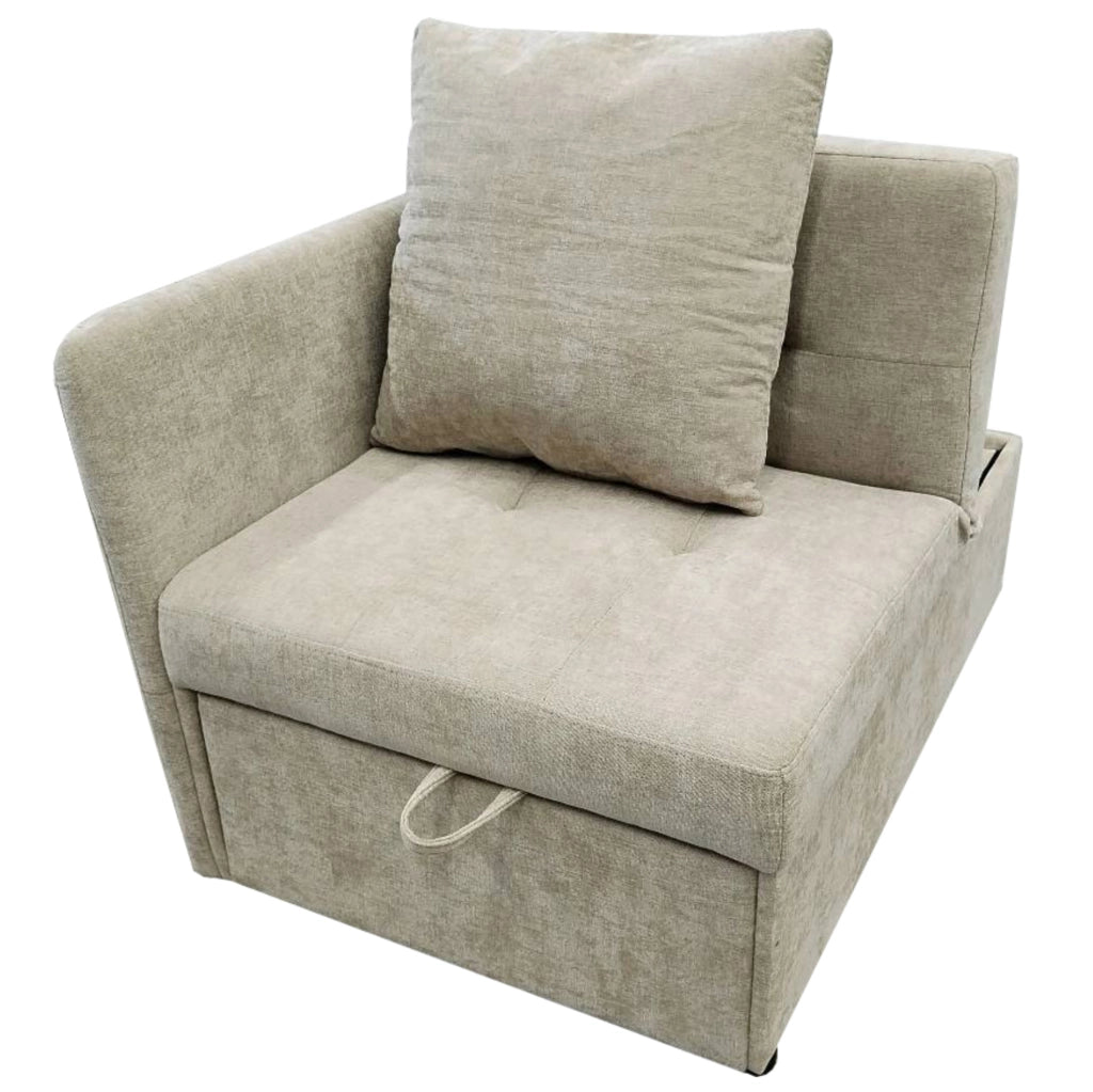 Divano letto trasformabile 3 in 1 con schienale reclinabile in tessuto di lino beige