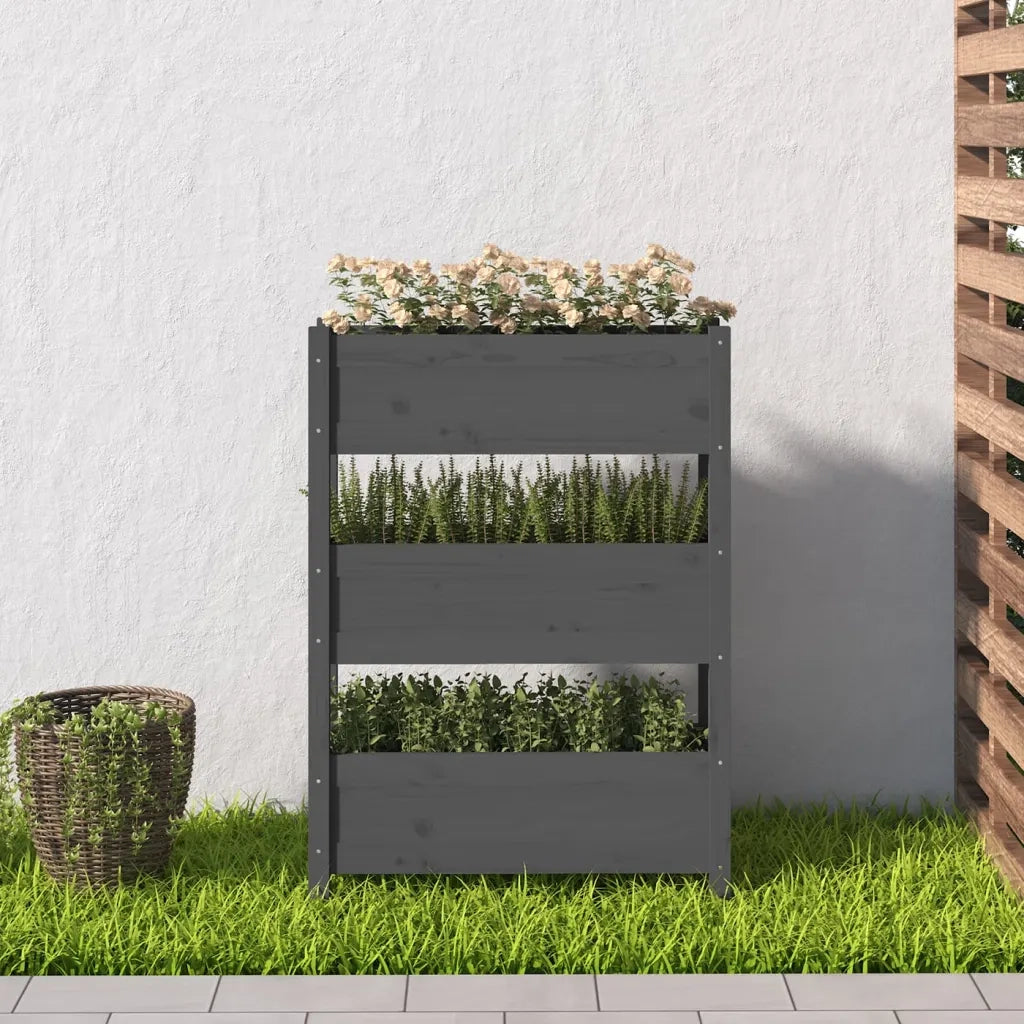 Fioriera Grigia 77x25x104,5 cm in Legno Massello di Pino 823936