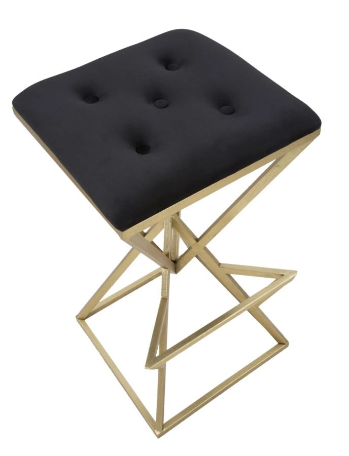 Sgabello da Bar Piramid 40x40x75 cm in Ferro e Vetro Oro e Nero