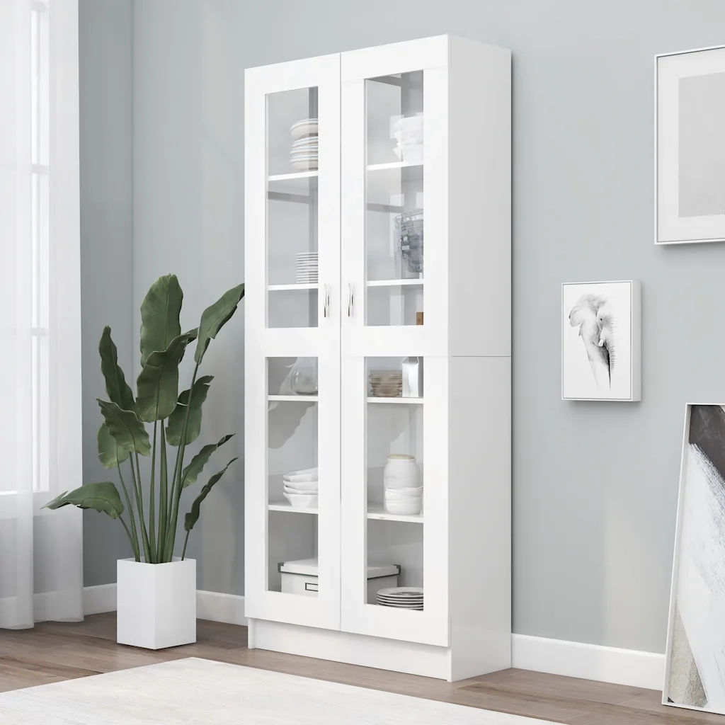 Armadietto Vetrina Bianco 82,5x30,5x185 cm Legno Multistrato CFW9036542