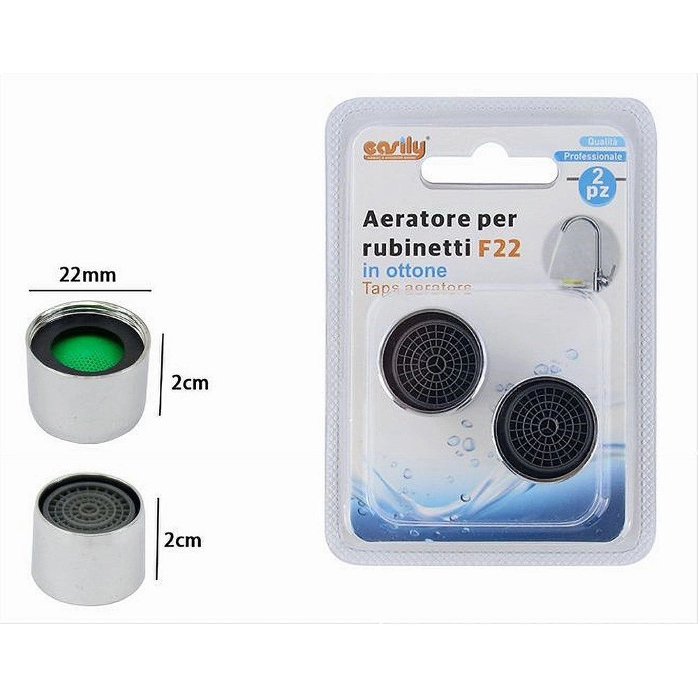 Trade Shop - Set 2pz Aeratore Per Rubinetti F22 In Ottone Filtro Rubinetto Lavello Cucina 69170 -