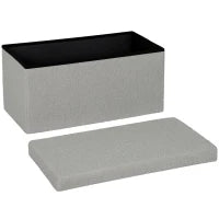 Panca Contenitore Imbottita con Coperchio, 76x38x38 cm, Grigio Chiaro
