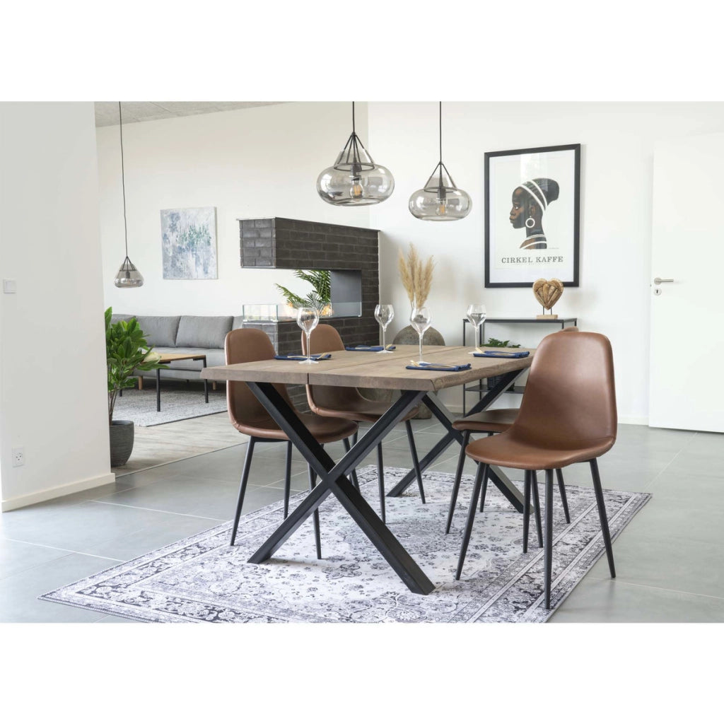 Set di 2 Sedie Stockholm, Marrone, Similpelle, 54x44x88 cm