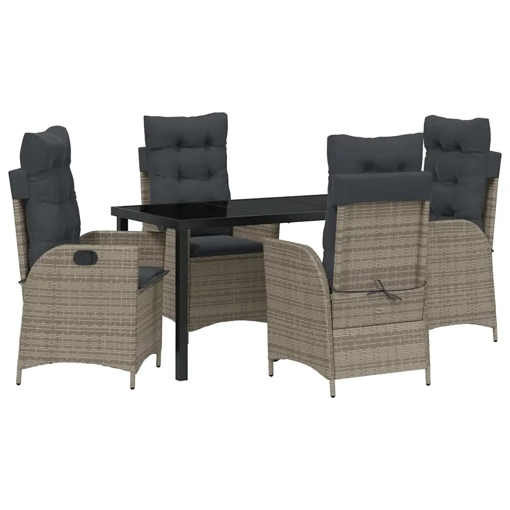Set da Pranzo per Giardino con cuscino 5 pcs Grigio polyrattan 3380500