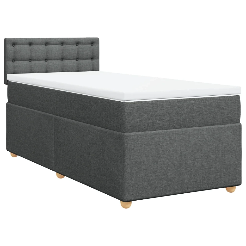 Letto singolo | Letto per adulti | Giroletto a Molle con Materasso Grigio Scuro 80x200 cm Tessuto