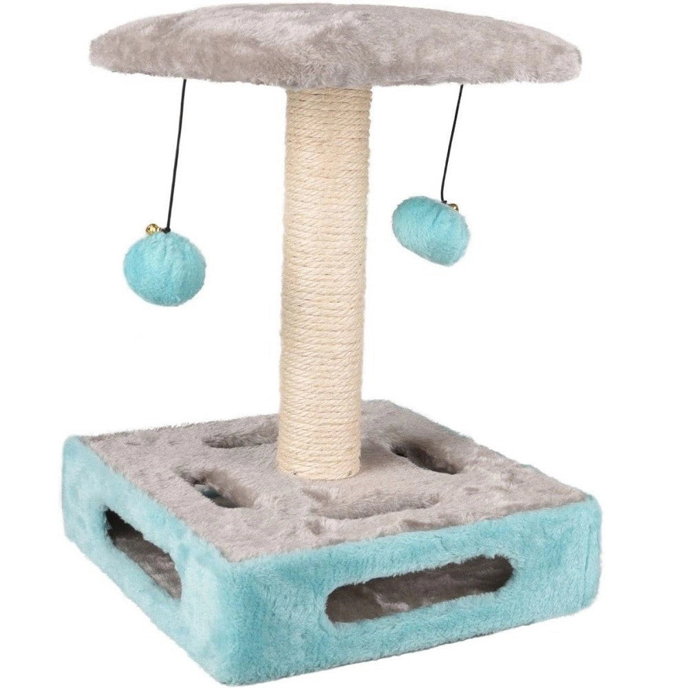 Trade Shop - Tiragraffi Fenicottero Con Palline Sonagli In Turchese Per Gatto 28x28x37.5 Cm -