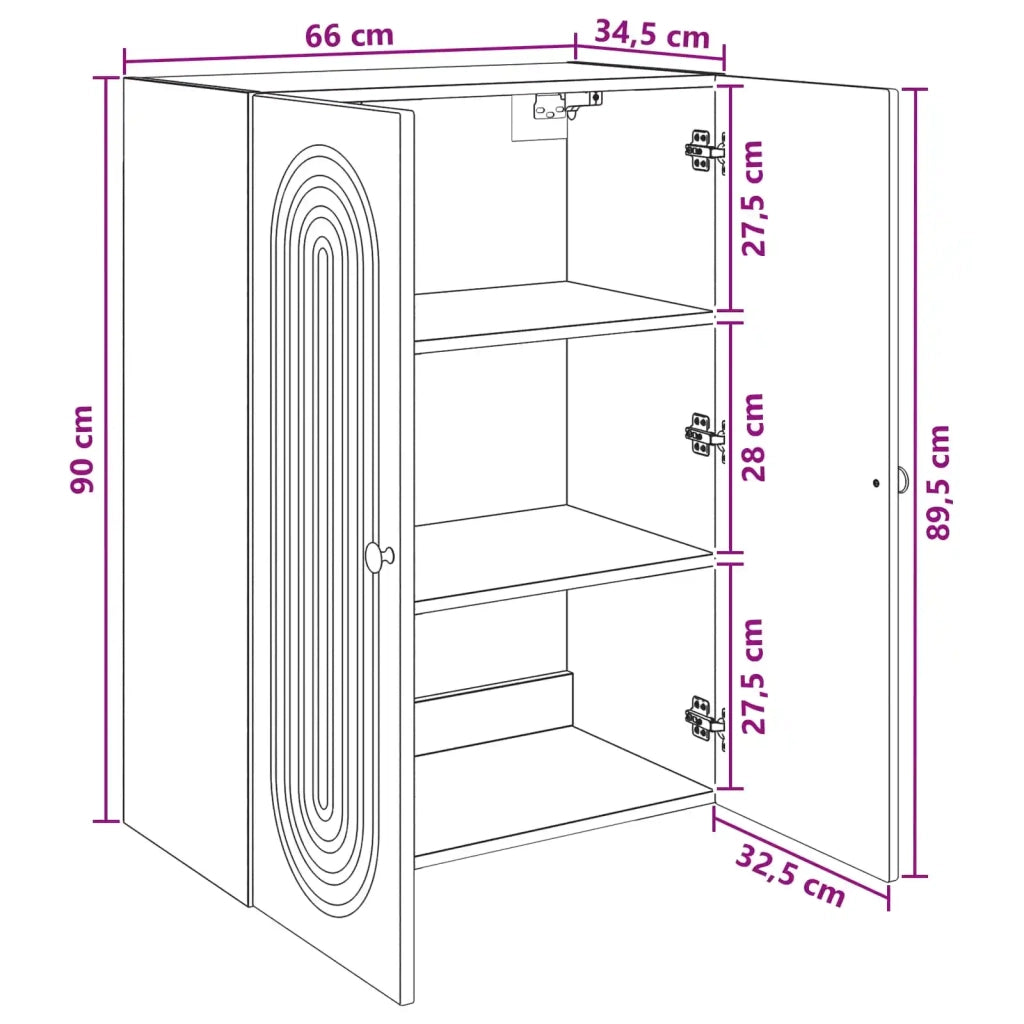 Mobiletto a muro Bianco Lucido 66 x 34,5 x 90 cm 898059