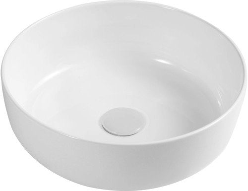 Lavabo bacinella d'appoggio tondo D385 cm in ceramica Bianco