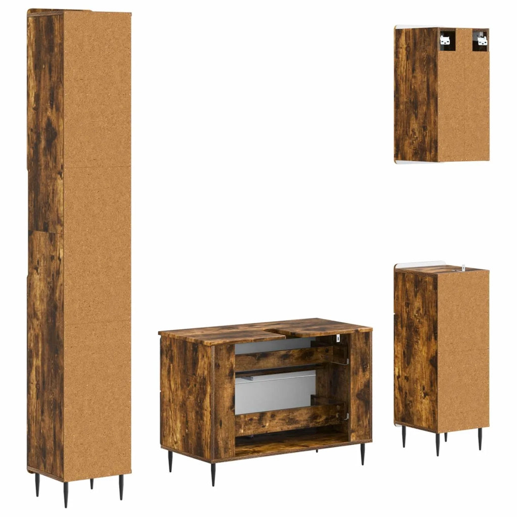 Set di Mobili da Bagno da 4 Pezzi ZWOLLE Rovere Fumo 3417923