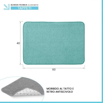 Tappeto bagno verde 60x40 cm in microfibra antiscivolo Spring