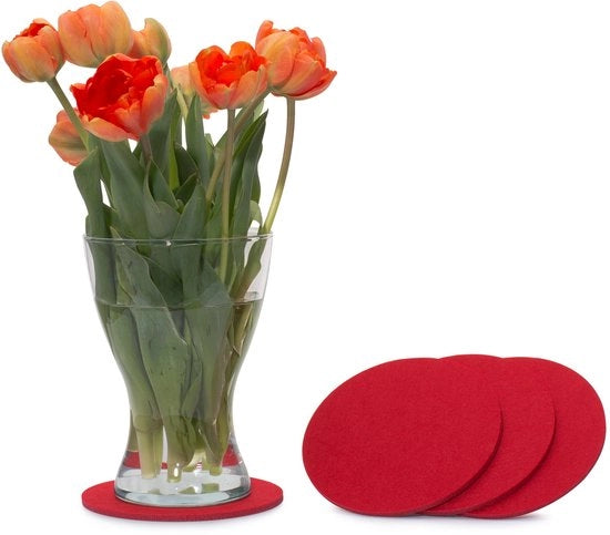 Sottopanchine di velluto intorno 15cm confezione da 4 (colore selezionabile) rossa - sottopanchine di velluto per tavolo e bar come sottopanchine per bicchieri e bicchieri per bicchieri e bicchieri