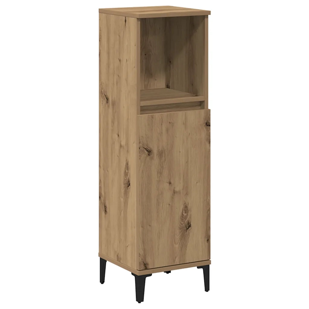 Armadietto da Bagno Rovere Artigianale 30x30x100 cm Truciolato 857112
