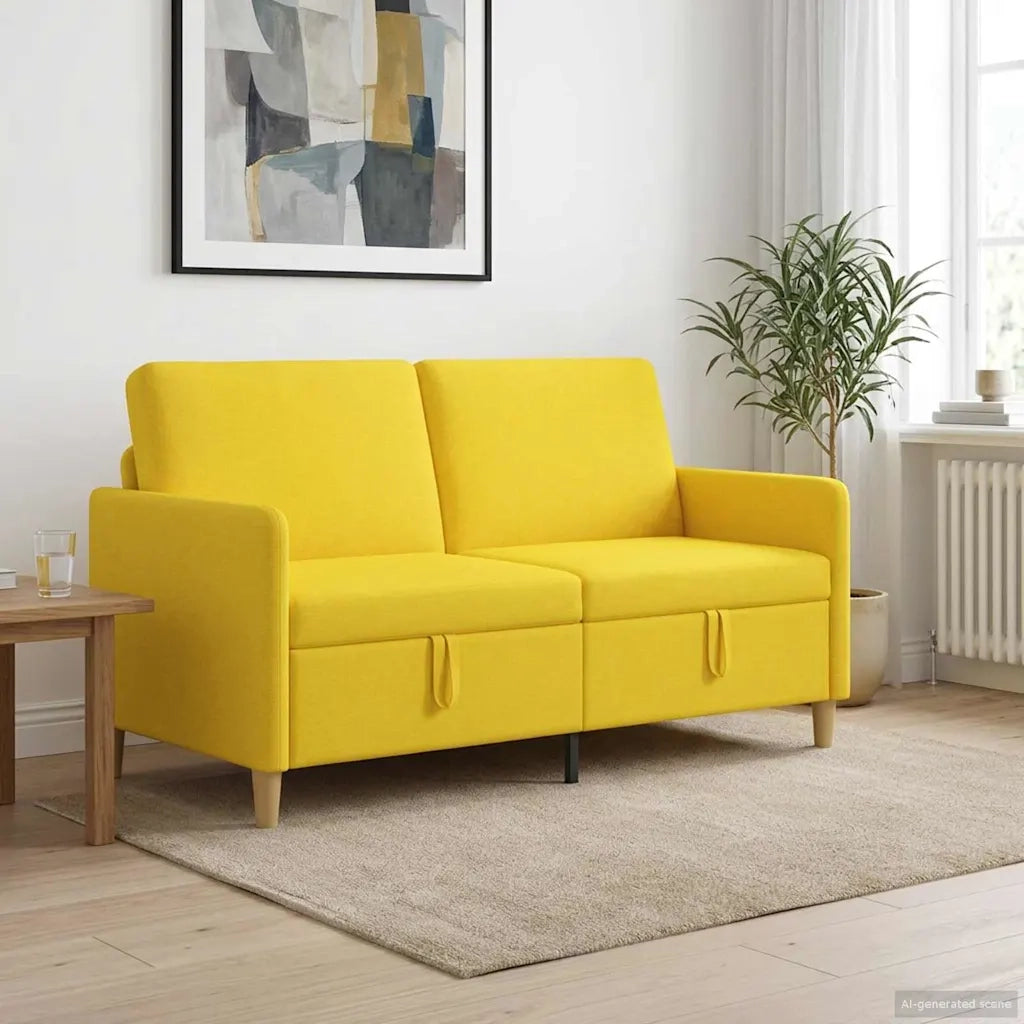 Divano con Storage Giallo Chiaro 152 x 78 x 87 cm Poliestere 42036929