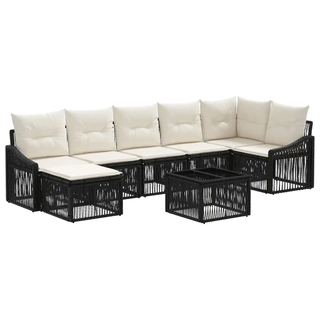 Set Divano da Giardino 8 pcs Nero polyrattan 3436081