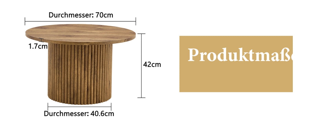 TAVOLINO DA CAFFÈ Rotondo 70 cm MDF Effetto Legno con Struttura in Metallo