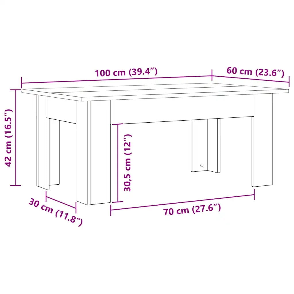 Tavolino da salotto Rovere Nero 100 x 60 x 42 cm 862466