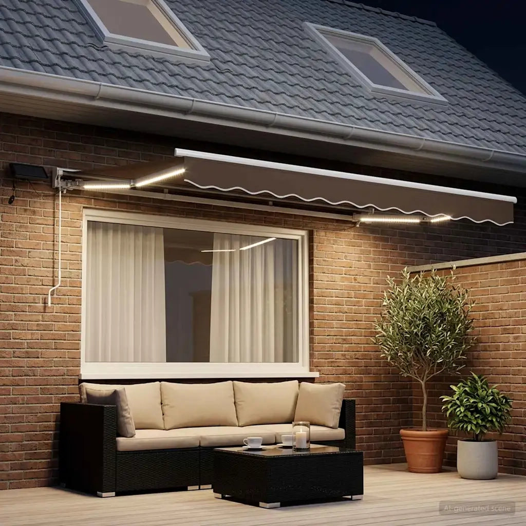Cornice per Tenda Manuale con LED Tortora 3 x 2 m 3425654