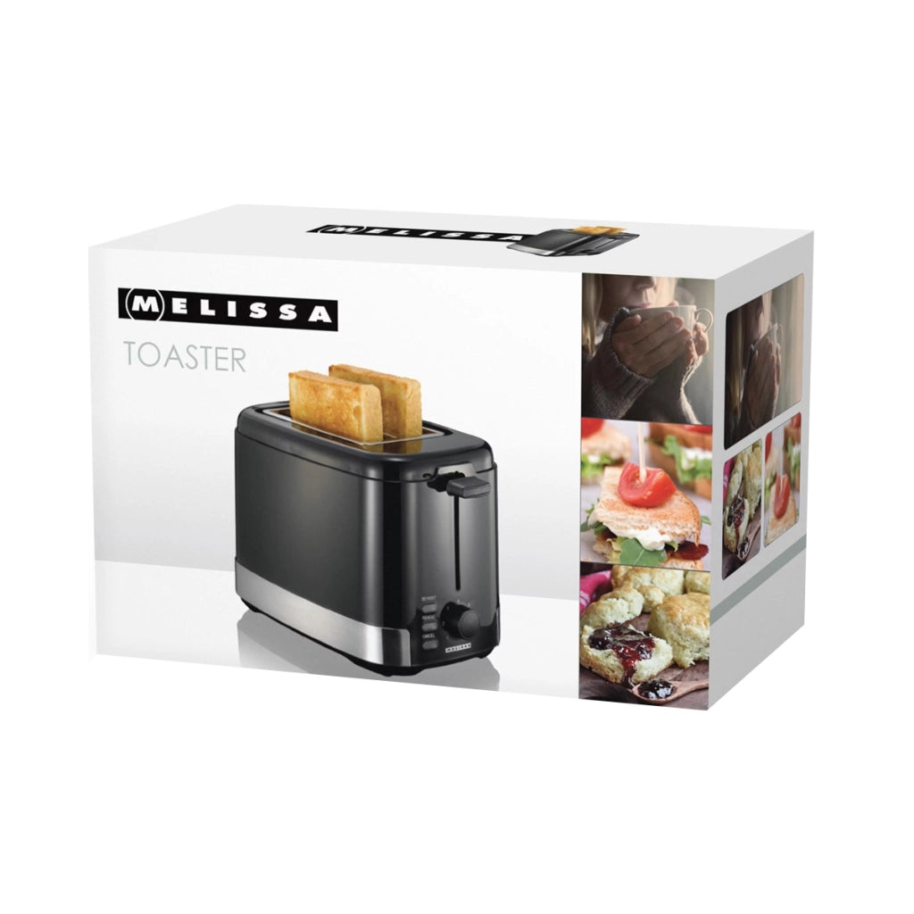 Tostapane 2 Fette 800W in Acciaio Inossidabile Regolabile Nero MELISSA